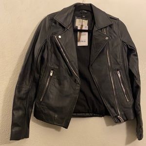 Zara Genuine Leather Moto Jacket